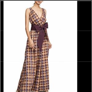 NWT Mika jumpsuit mocha plaid, size M